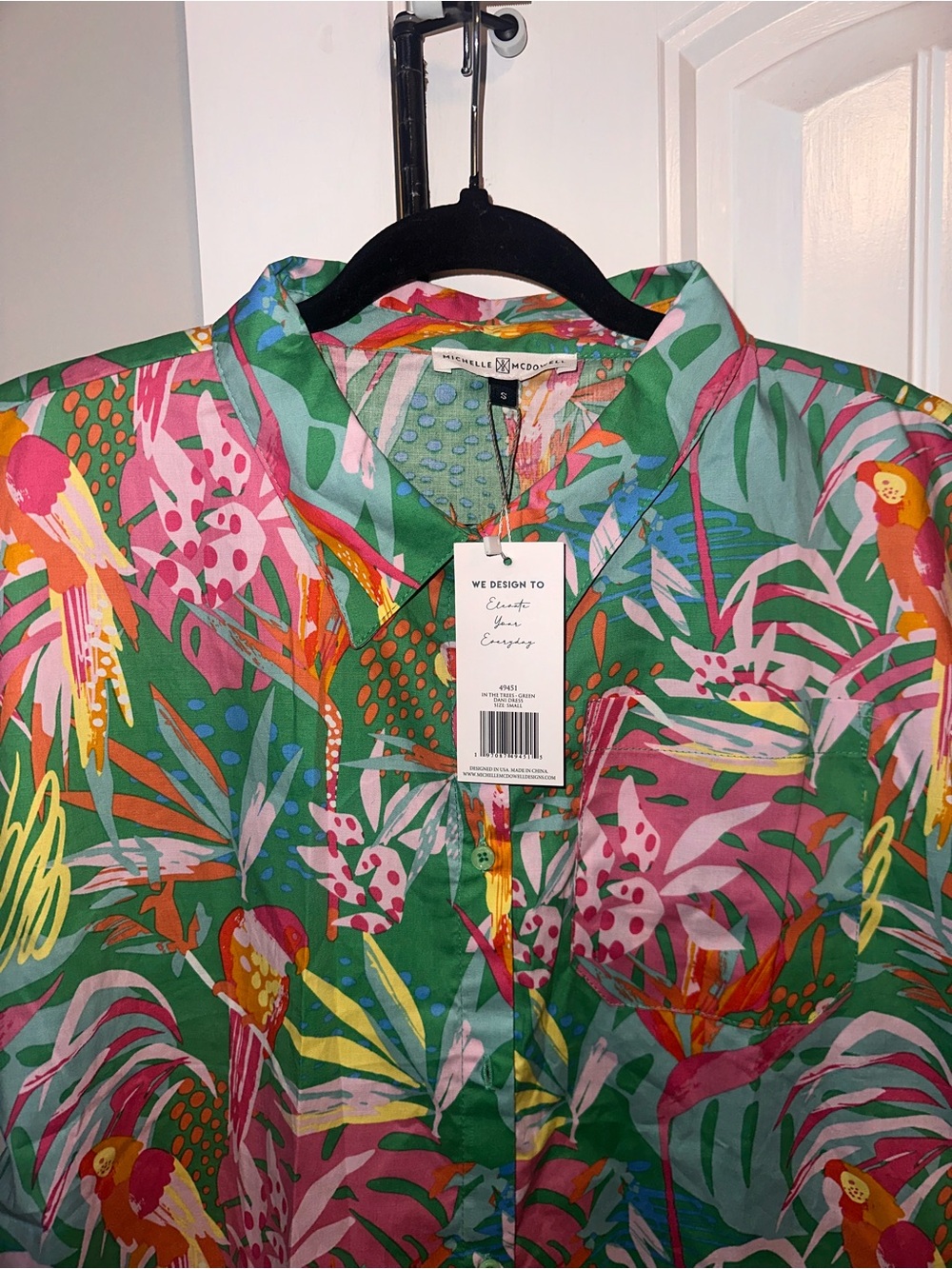 NWT‎ Michelle McDowell Size Small Tropical Button-Front Shirt Dress in - Picture 11 of 15